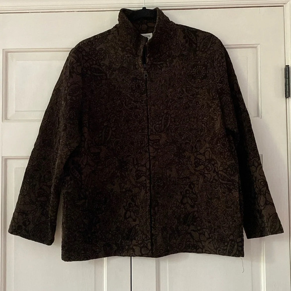 Chico’s Size 2 Brown Black Patterned Textured‎ Jacket Quilted Chicos Size Large - Picture 3 of 10